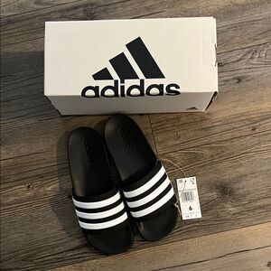 Adidas Kids Black and White Slide Sandals